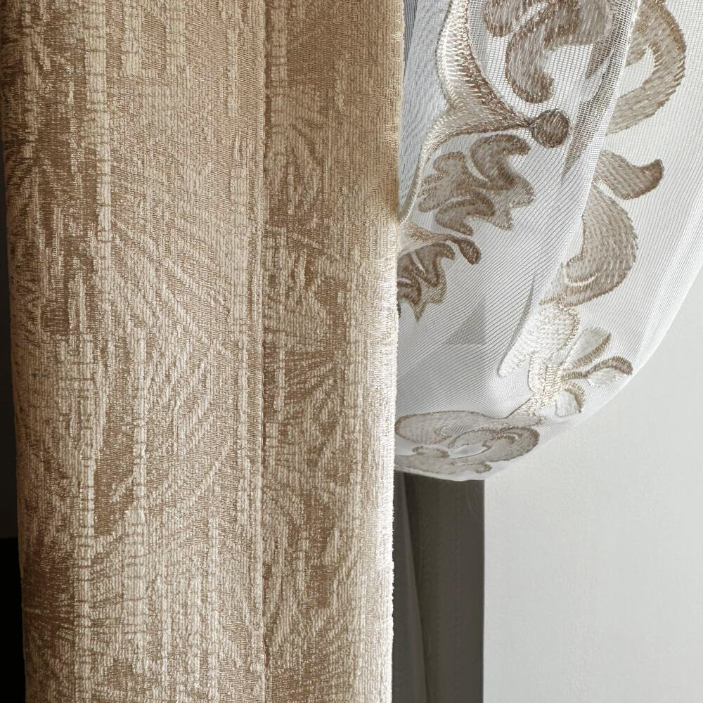 Vintage  Curtains With Palm Leaf Texture