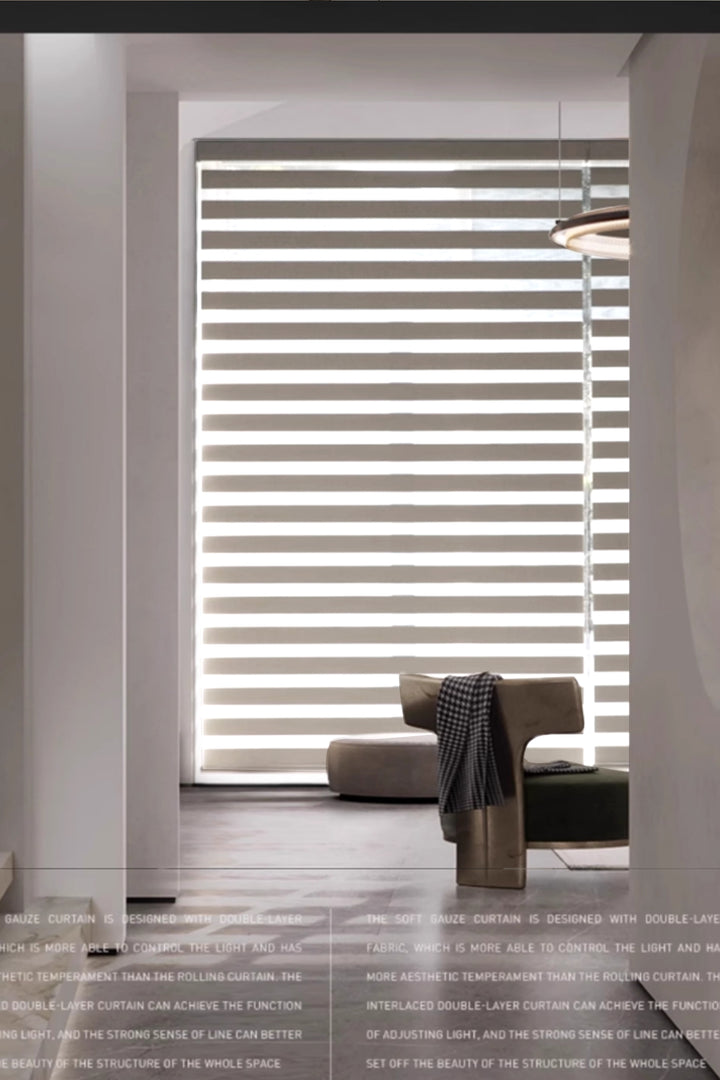 Black Stripe Waterproof Semi-Sheer Zebra Shade - Premium Water-Resistant Window Curtain
