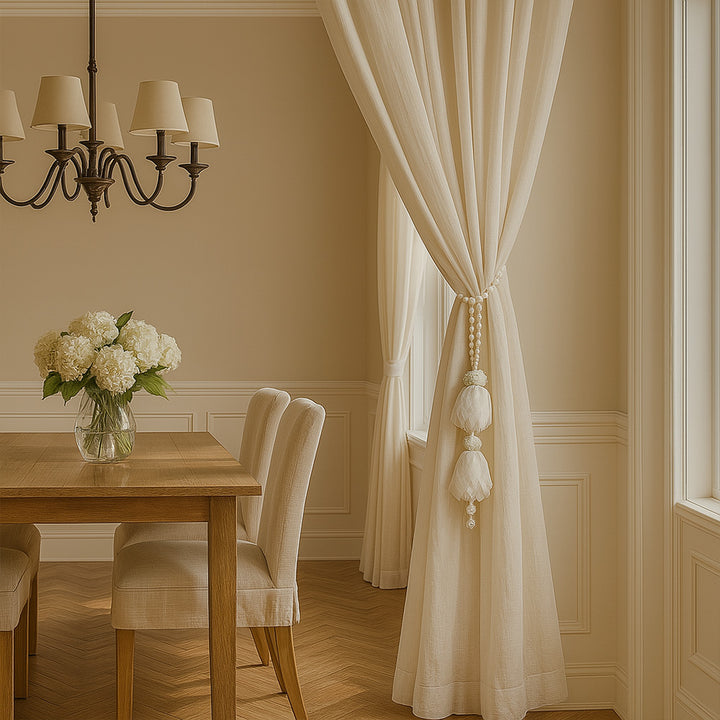 French Romantic Princess-Style Pearl Curtain Tiebacks