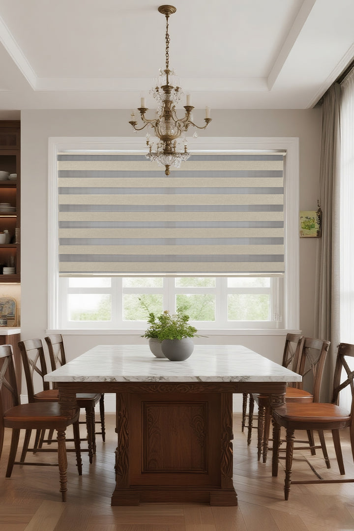 Black Stripe Waterproof Semi-Sheer Zebra Shade - Premium Water-Resistant Window Curtain