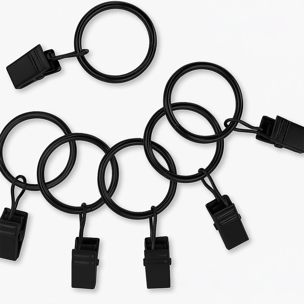 Luxury Modern Drapery Hardware System with Rings and Clips – a sophisticated and functional ensemble for elegant home decor.