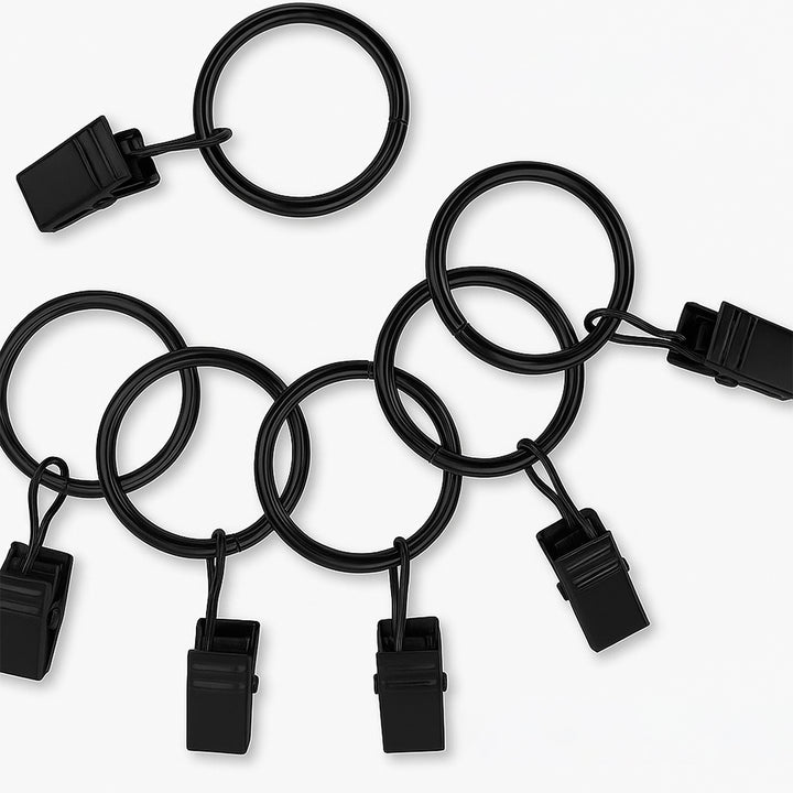 Luxury Modern Drapery Hardware System with Rings and Clips – a sophisticated and functional ensemble for elegant home decor.