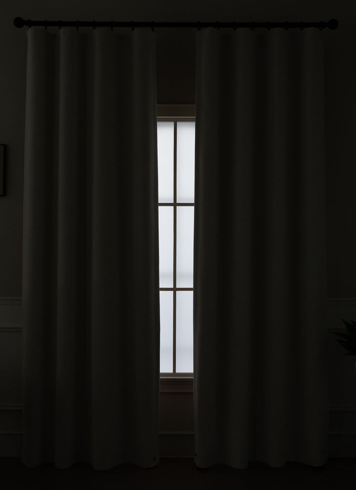 Linen 100% Blackout Curtains for Bedroom Full Light Blocking Curtains, Chenille Window Curtain for Living Room with Hooks(2 Panels, Anthracite Gray)