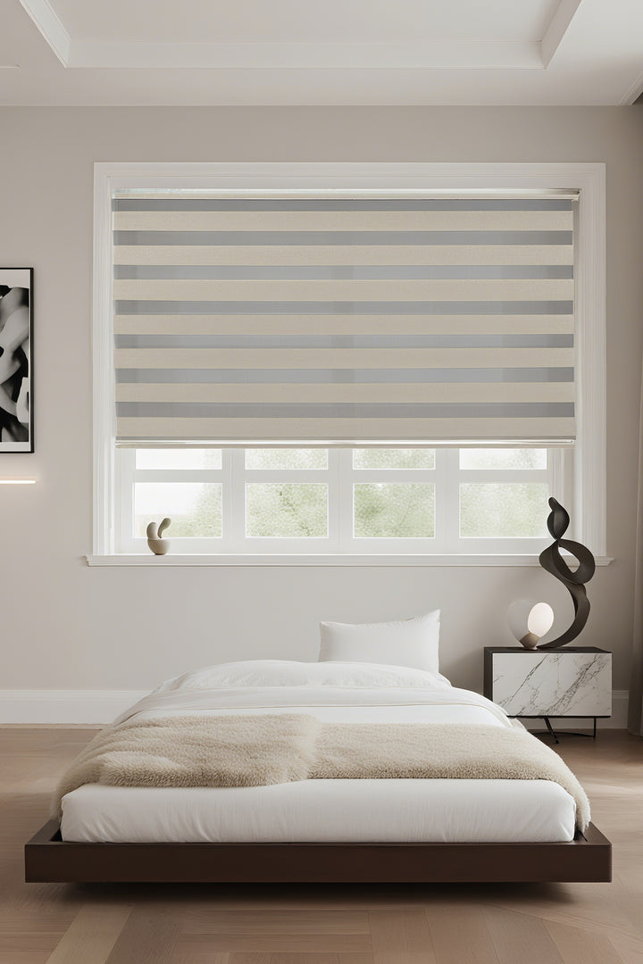 Black Stripe Waterproof Semi-Sheer Zebra Shade - Premium Water-Resistant Window Curtain