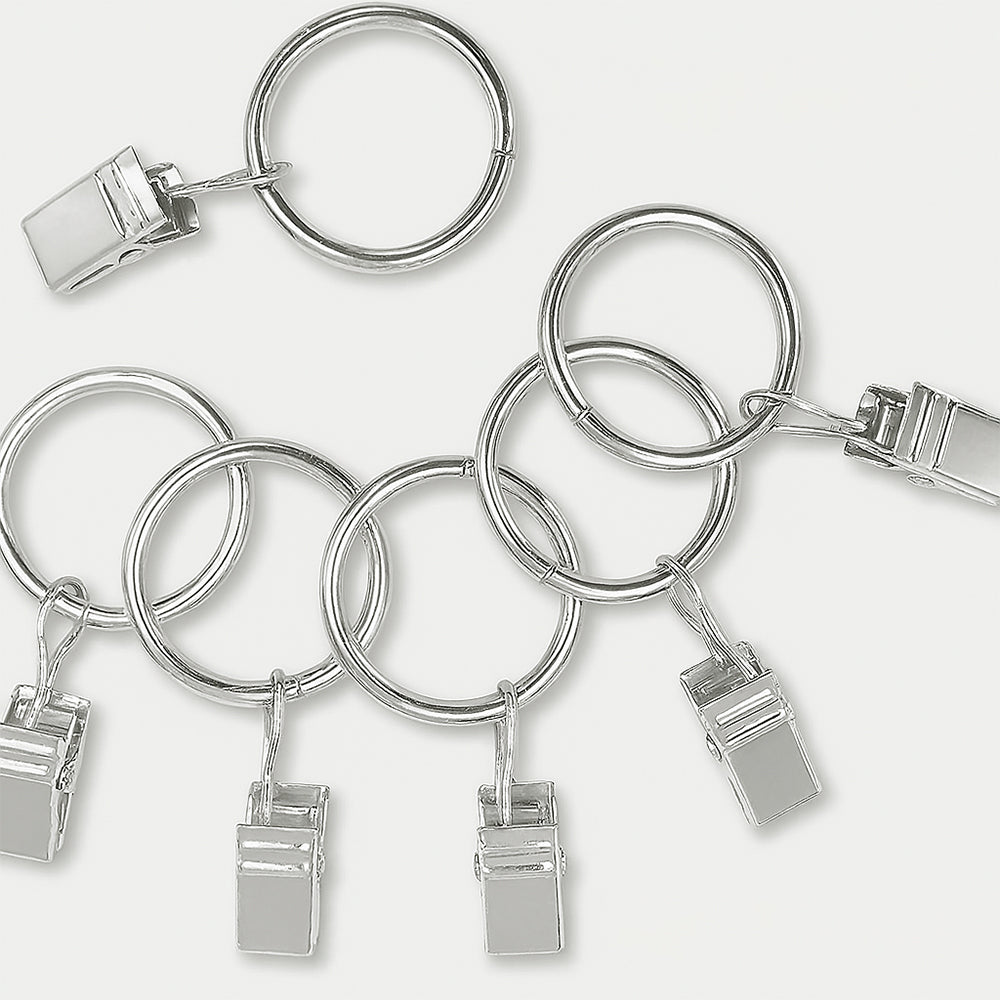 Luxury Modern Drapery Hardware System with Rings and Clips – a sophisticated and functional ensemble for elegant home decor.
