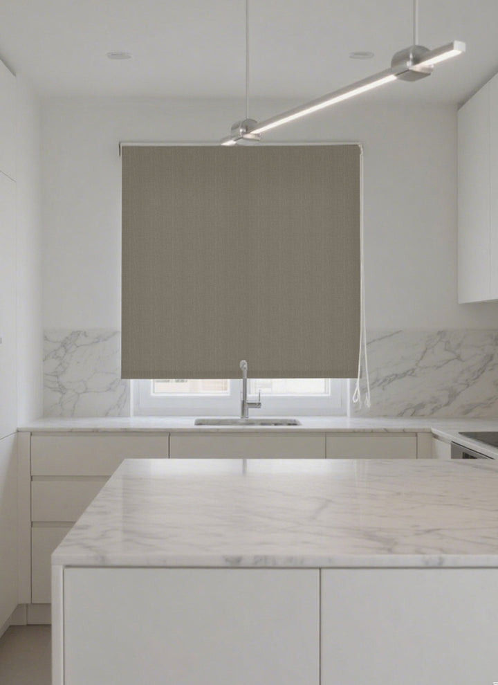 Waterproof Blackout Roller Shade - Moisture Resistant Window Treatment for Bathroom & Kitchen - PE Fabric with Easy Clean Surface