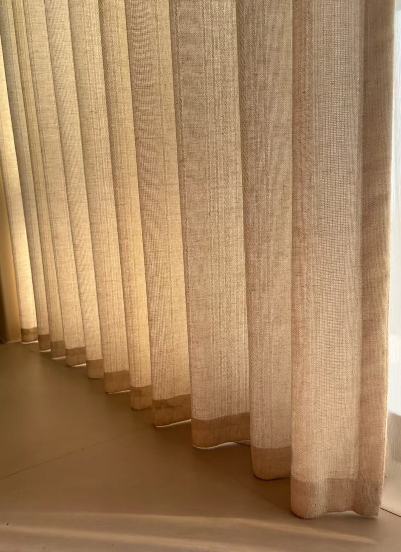 Rustic Linen Sheer curtains with Elegant Pattern
