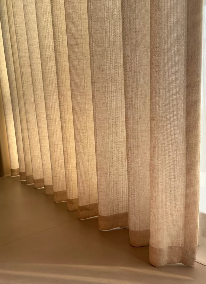 Rustic Linen Sheer curtains with Elegant Pattern