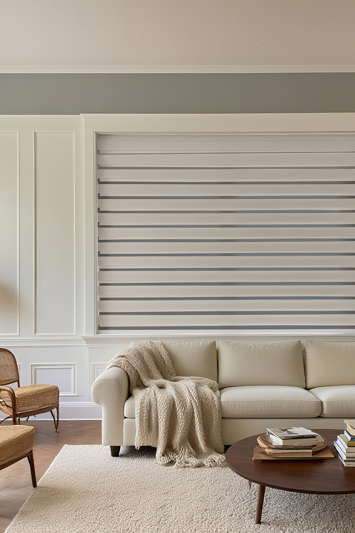 Black Stripe Waterproof Semi-Sheer Zebra Shade - Premium Water-Resistant Window Curtain