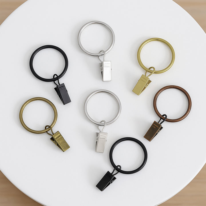 Luxury Modern Drapery Hardware System with Rings and Clips – a sophisticated and functional ensemble for elegant home decor.