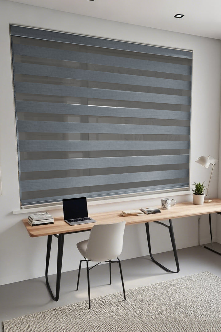 Black Stripe Waterproof Semi-Sheer Zebra Shade - Premium Water-Resistant Window Curtain