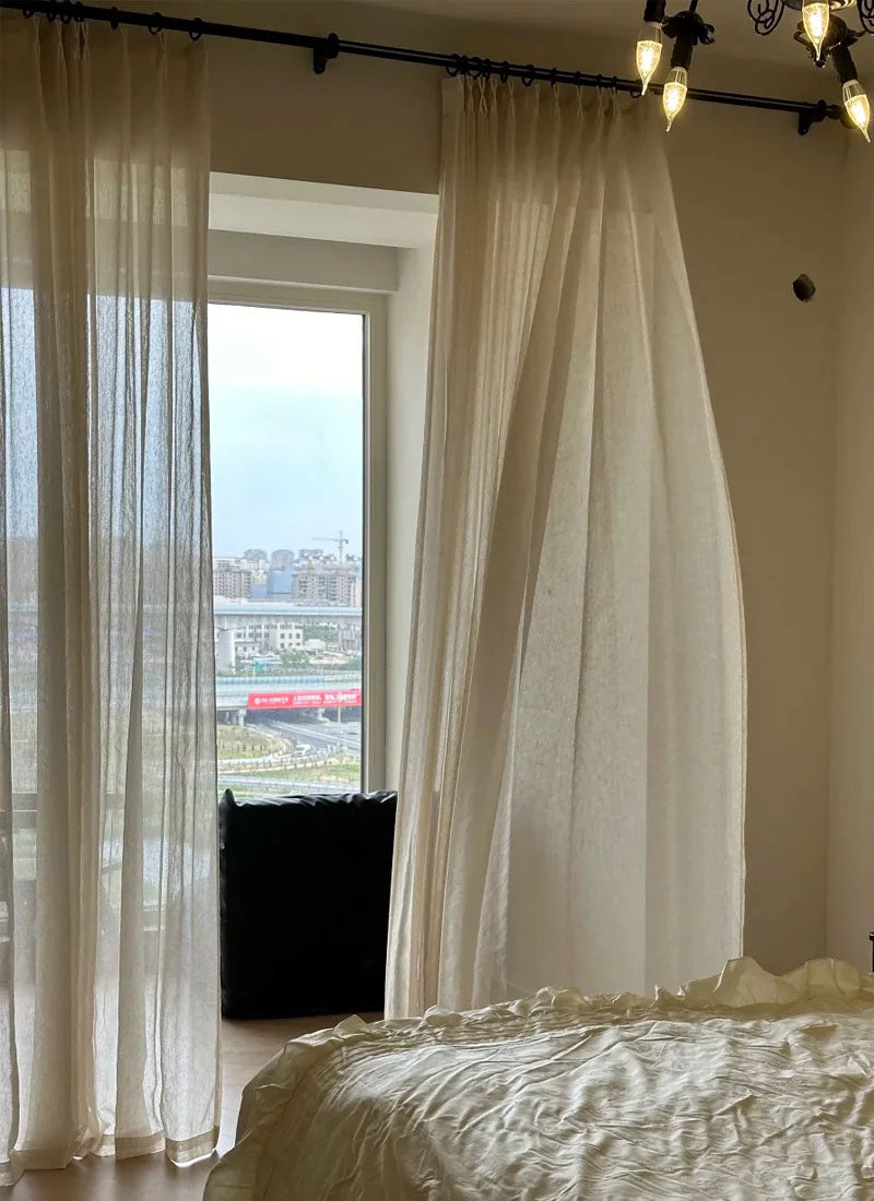 Customizable Linen Sheer Curtains for Living Room