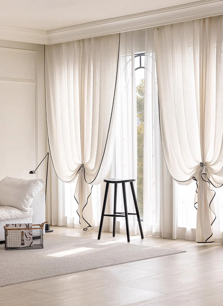 Custom Sheer Curtains with Black-Trimmed