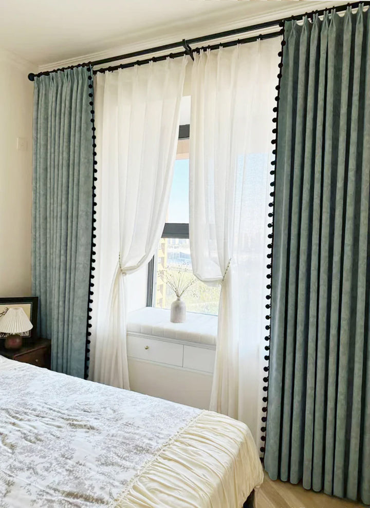 Whispering Snow Chenille Custom Blackout Curtains