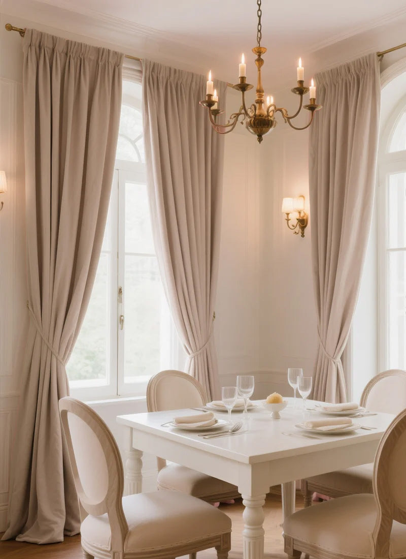 Chenille Floral Curtains for Living Room with Blackout Lining