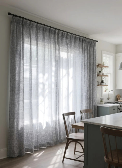 Grey Custom Sheer Curtains for Living Room