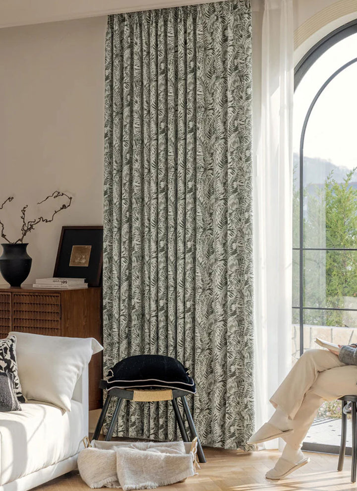 Boho Chic Palm Print Blackout Curtains for Bedroom & Living Room