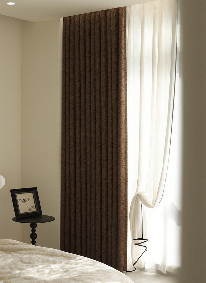 Blackout Curtains for Bedroom with 3D Floral Relief