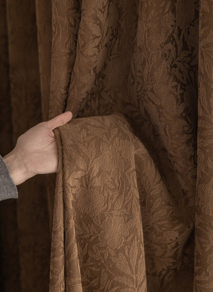 Blackout Curtains for Bedroom with 3D Floral Relief