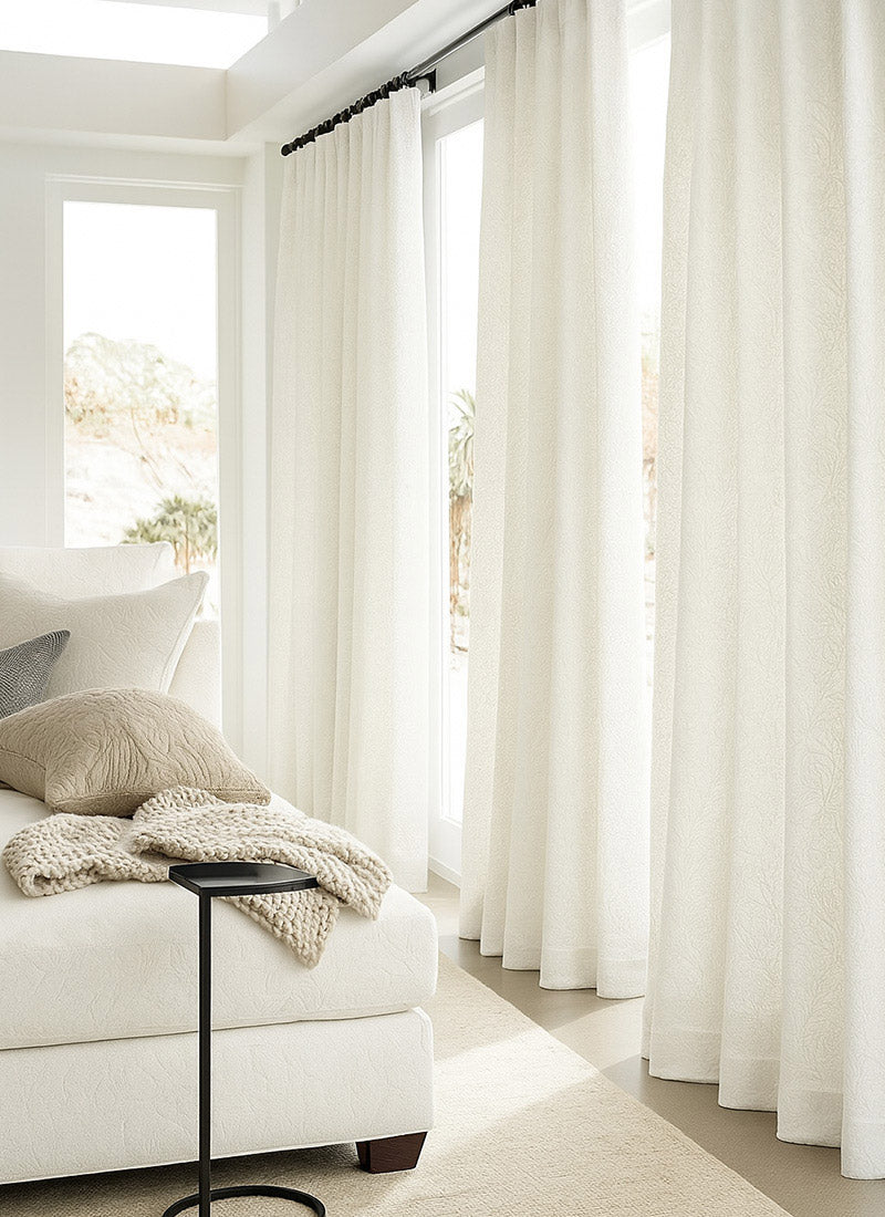 Blackout Curtains for Bedroom with 3D Floral Relief