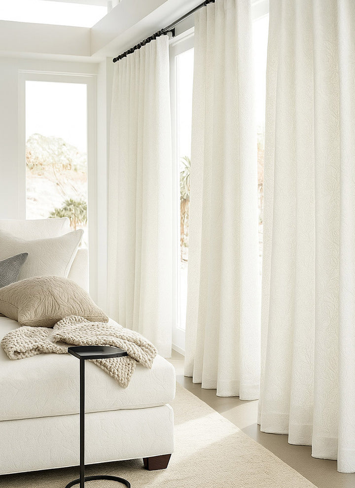 Blackout Curtains for Bedroom with 3D Floral Relief