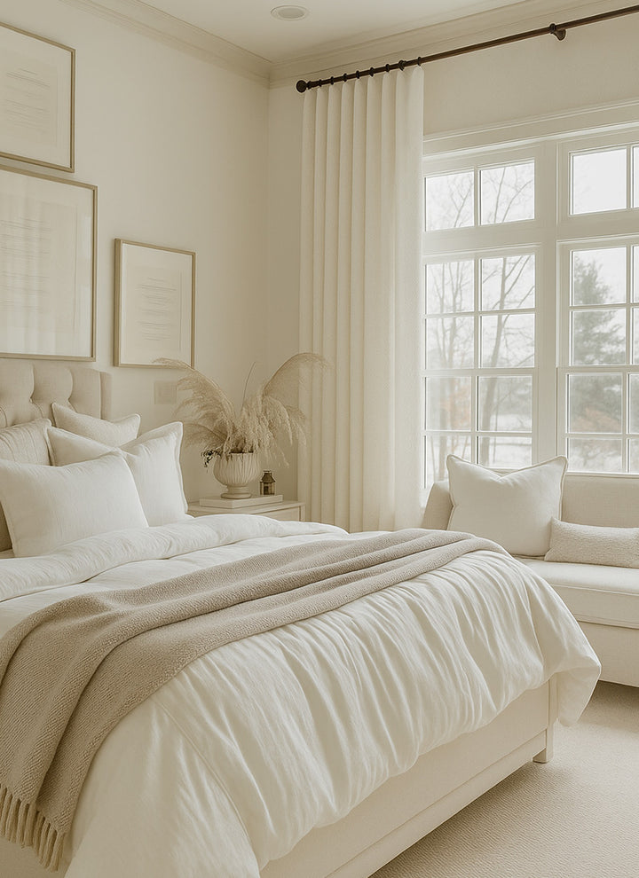 V - Shaped Light Filtering Curtains