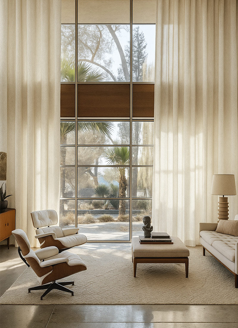 V - Shaped Light Filtering Curtains