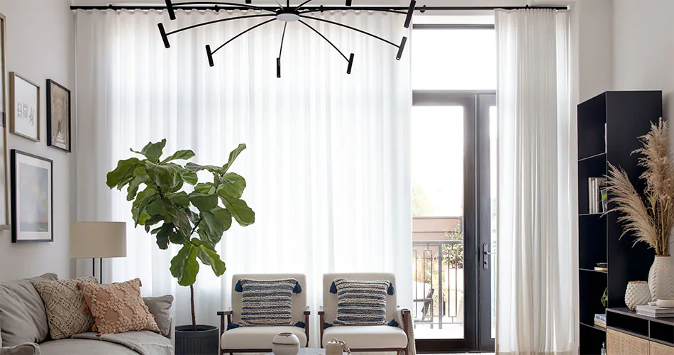 ripple fold curtain elegantly styled in a modern minimalist room