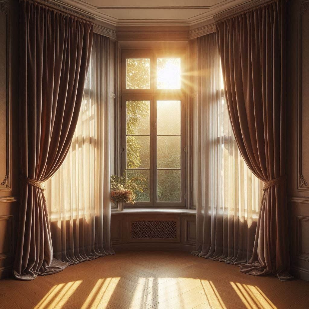 elegant bay window treatment ideas in a cozy living room