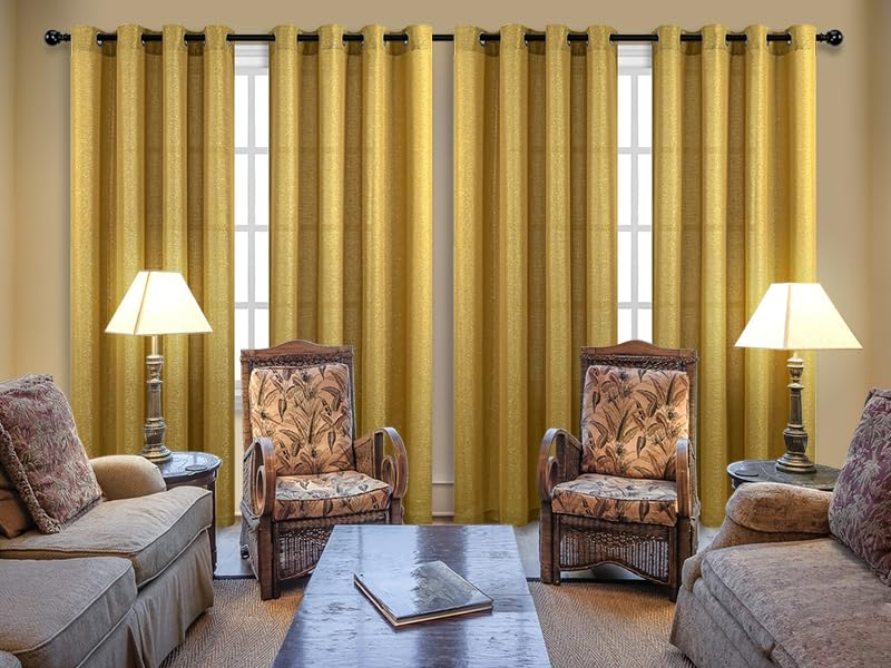 gold coloured curtains in elegant home décor setting