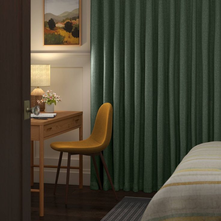 cozy bedroom featuring Target blackout curtains in a neutral tone