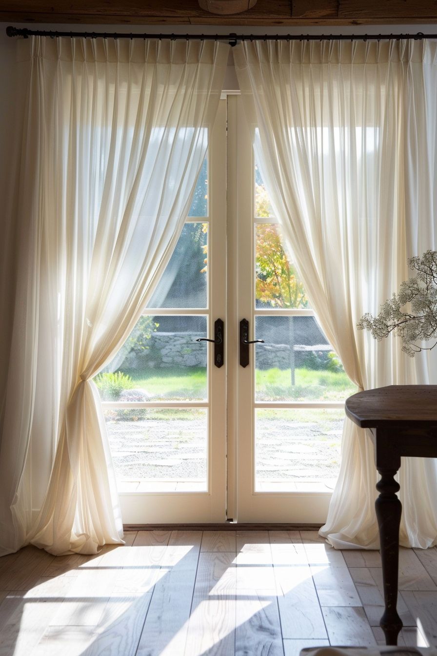 Vertical blinds on modern glass doors