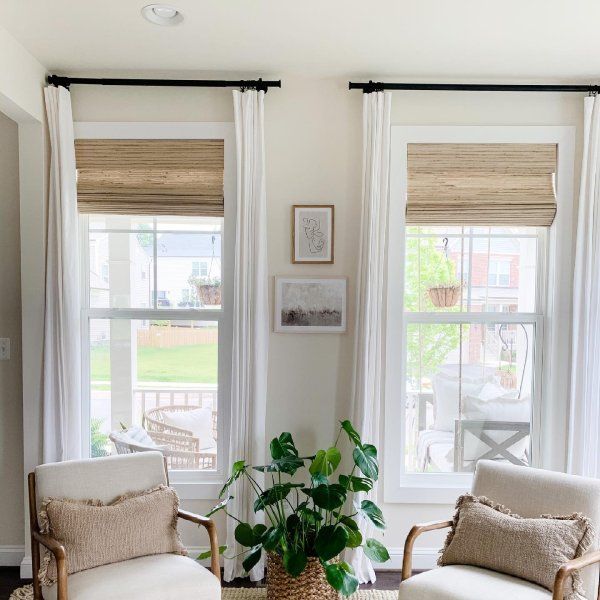 glass door curtains in a sunlit modern interior