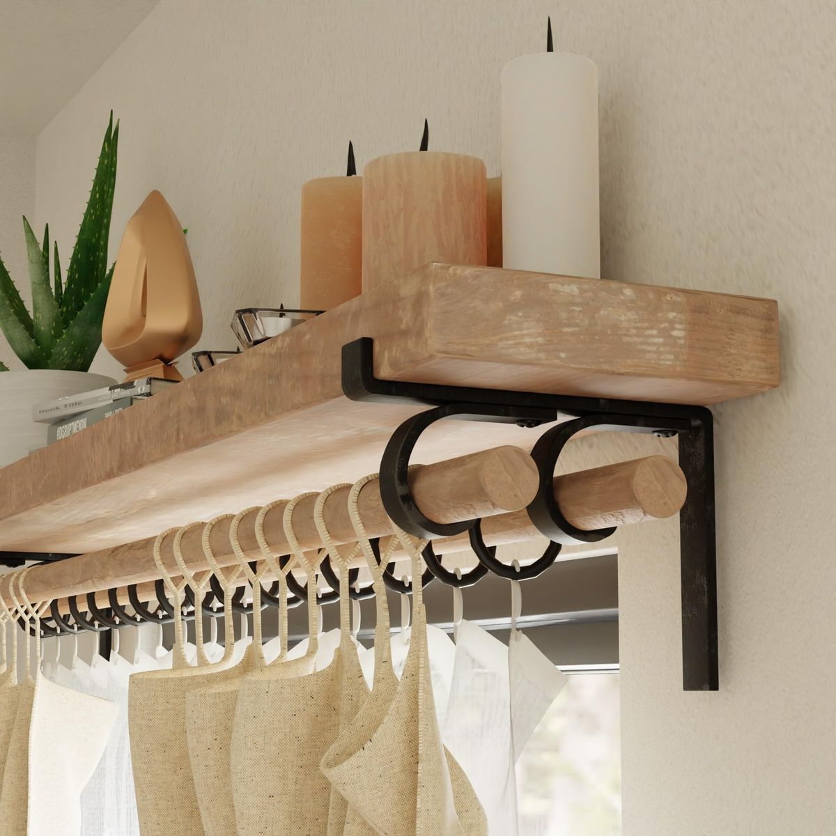 extra long drapery rods across wide modern window