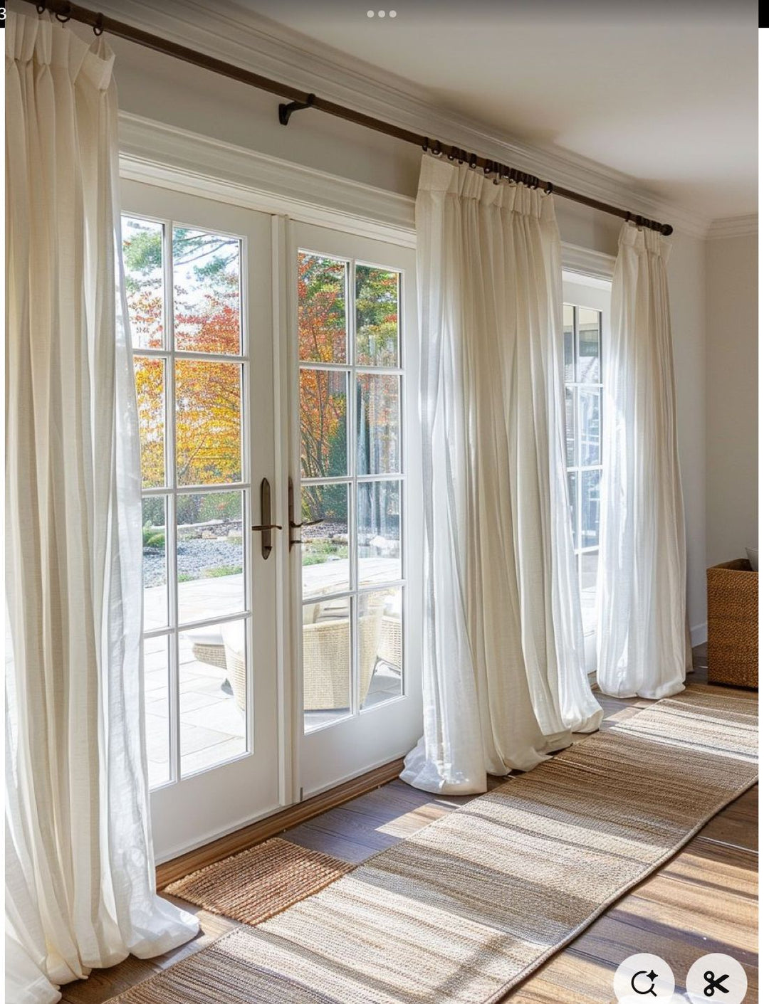 Stylish living room showcasing elegant curtain design for sliding door
