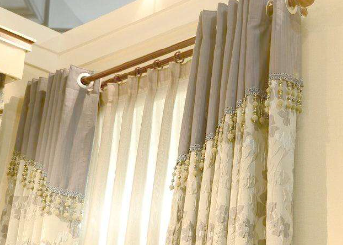 Elegant custom velvet curtains in modern living room with natural light