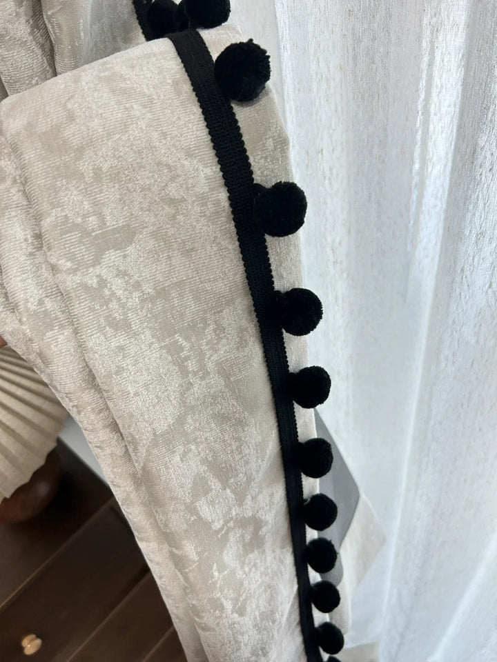 French Retro Chenille Blackout Curtains-2024 Fashion Downton Abbey Lace Fabric