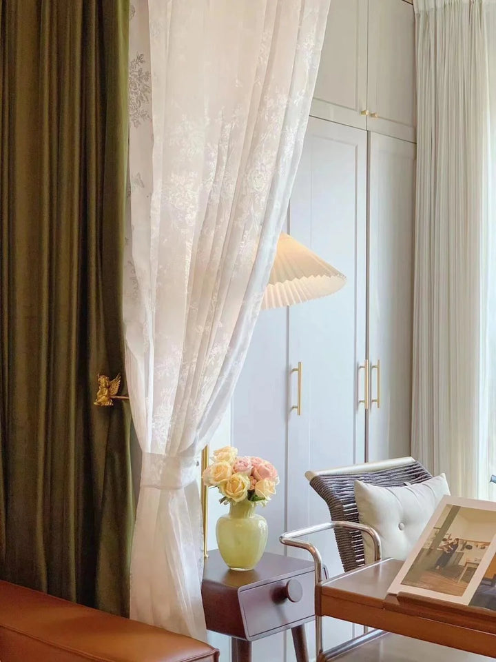 French Romantic Rose Cutout Pattern Gauze Curtain
