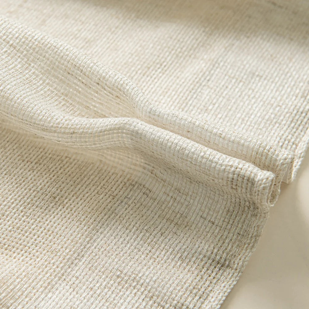 Seren Natural Small Plaid Linen Drape Curtains