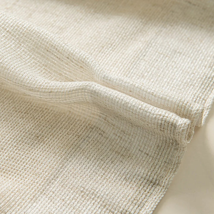 Seren Natural Small Plaid Linen Drape Curtains