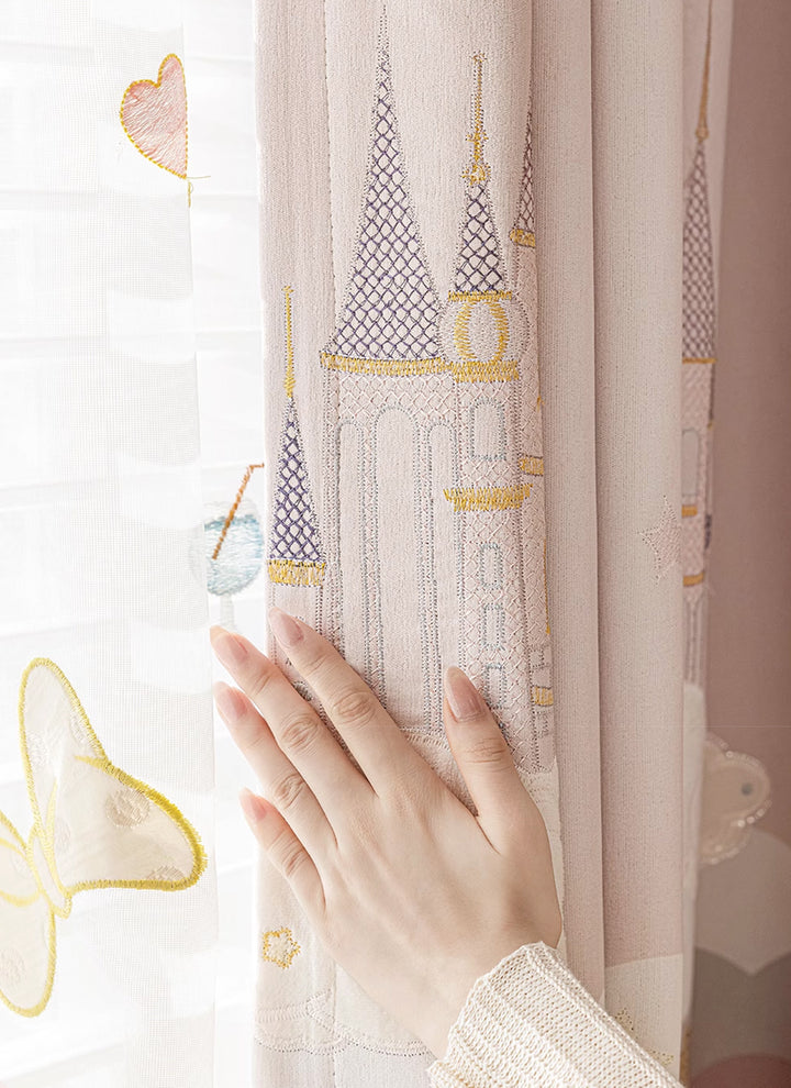 ‌Dreamy Pink Bubble Wonderland Curtains for Girls' Room