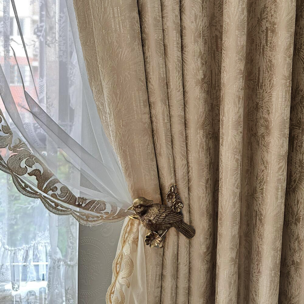 Vintage  Curtains With Palm Leaf Texture