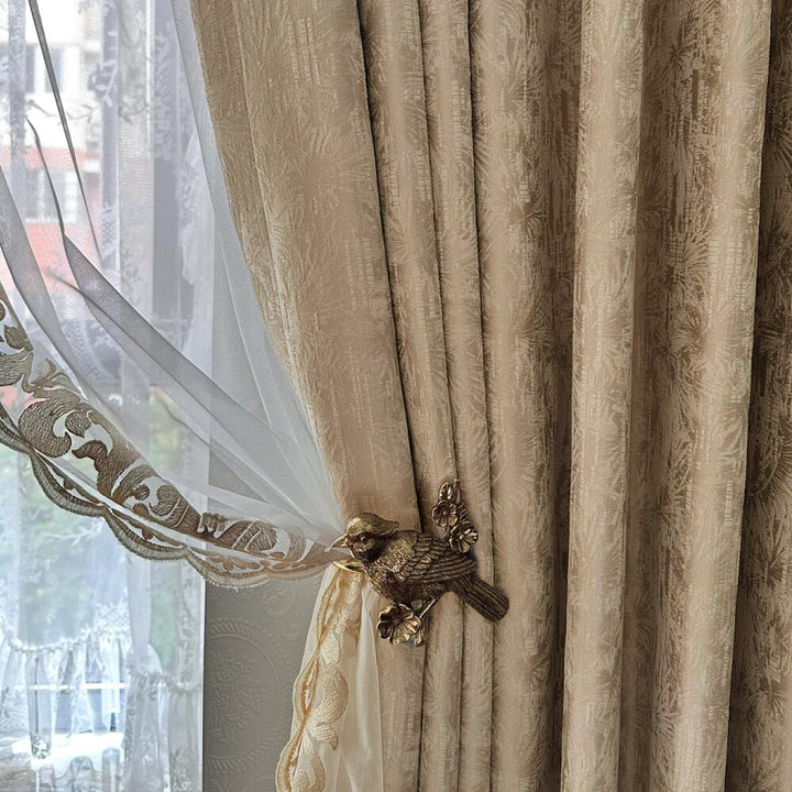 Vintage  Curtains With Palm Leaf Texture