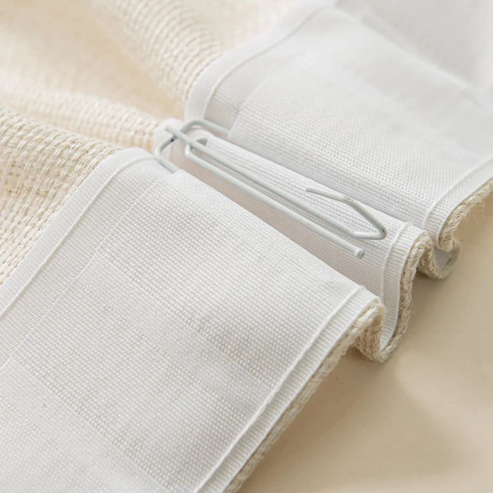 Seren Natural Small Plaid Linen Drape Curtains