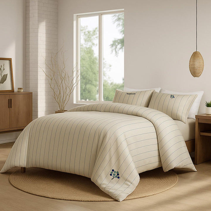 Luxury 4-Piece Bedding Set– Minimalist Modern Duvet Cover with Striped Design