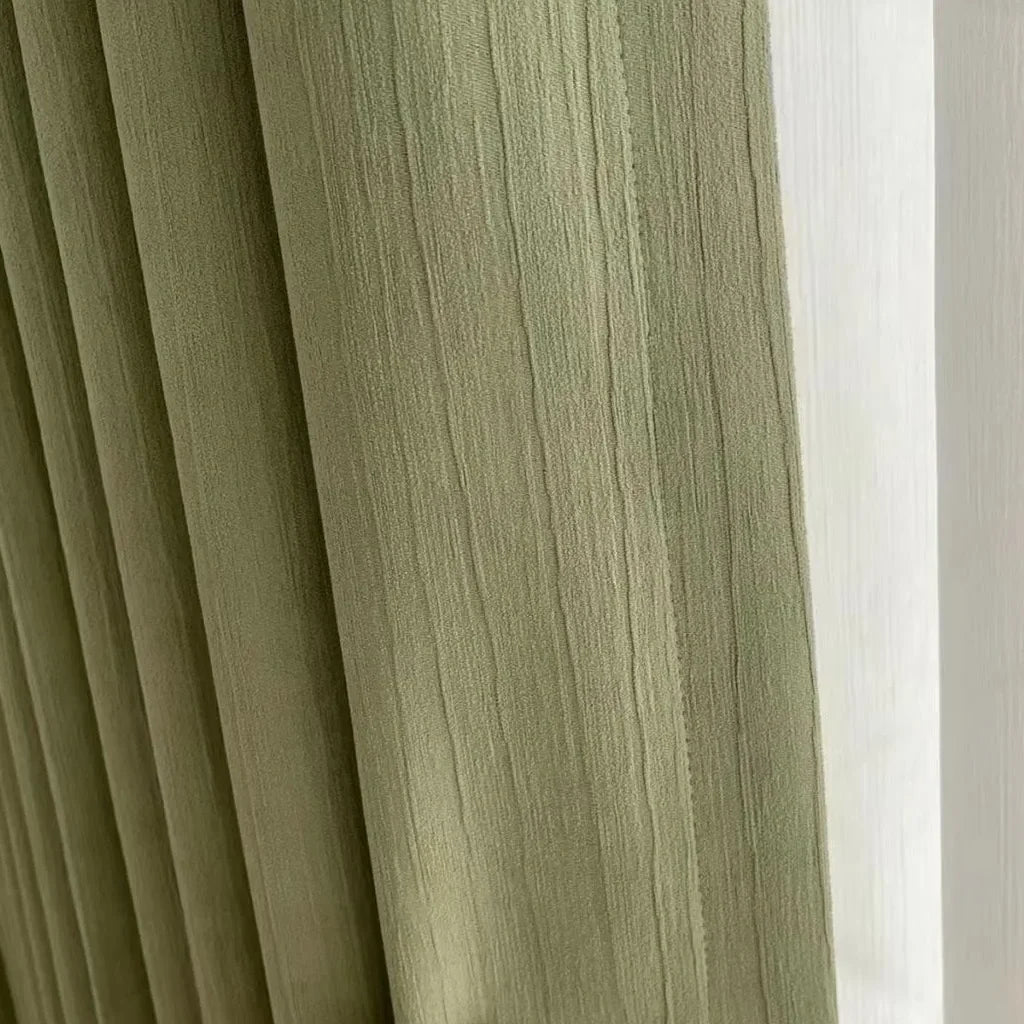 Superior Sense Bark Pressed Wrinkle, Super Soft Chenille Curtains