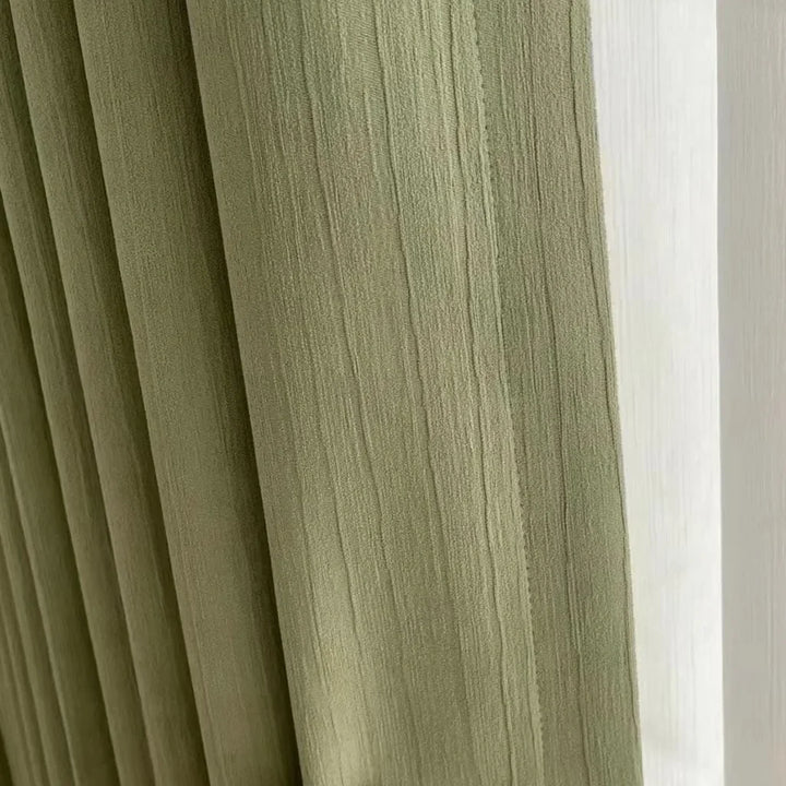 Superior Sense Bark Pressed Wrinkle, Super Soft Chenille Curtains