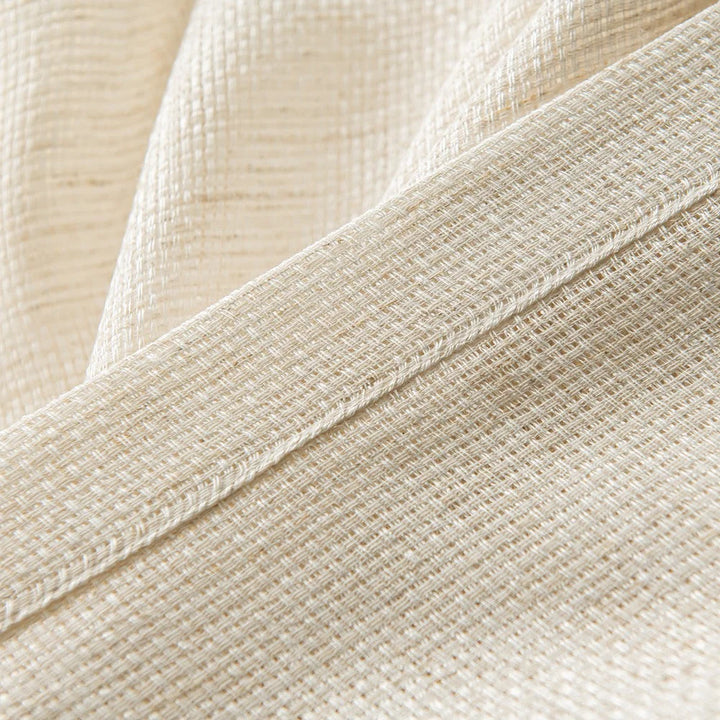Seren Natural Small Plaid Linen Drape Curtains
