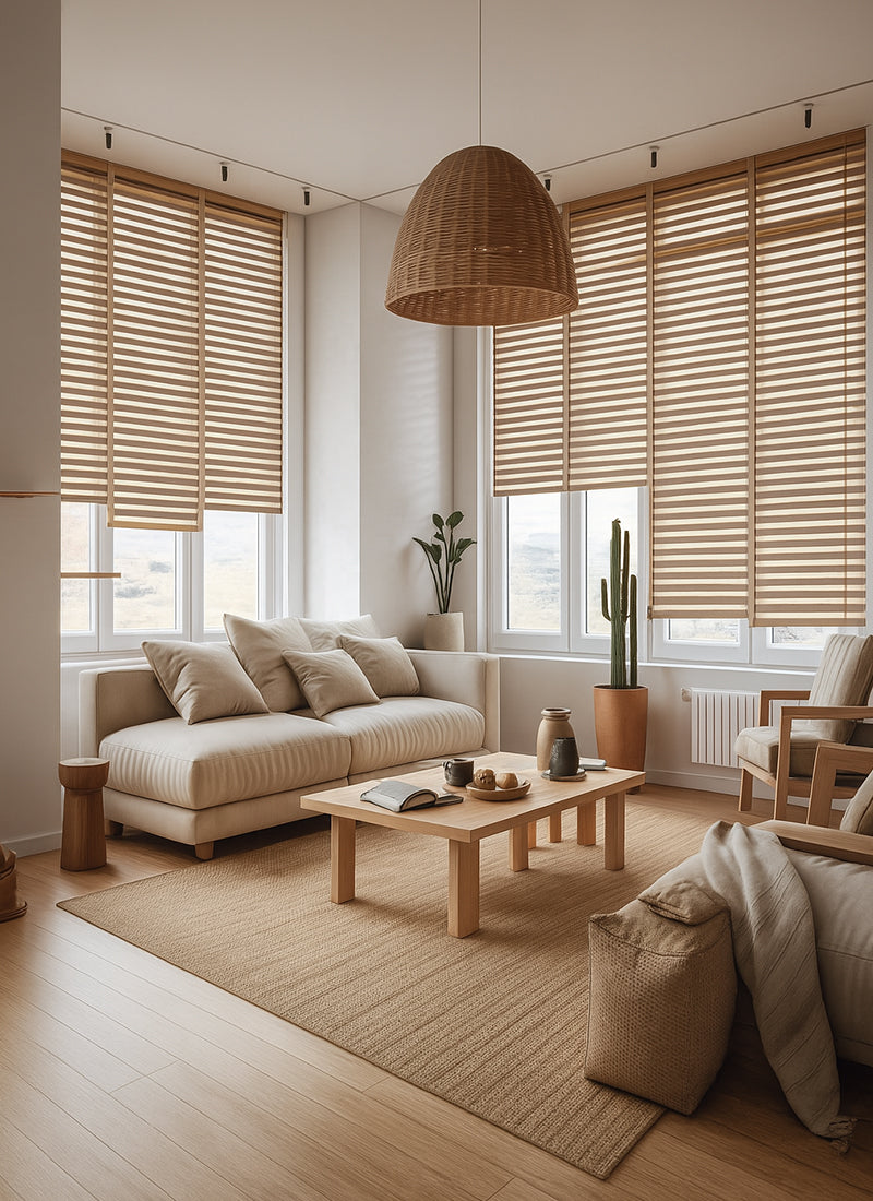 Woven wood roman shades