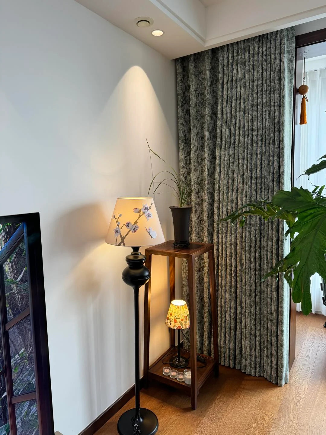 Vintage  Curtains With Palm Leaf Texture